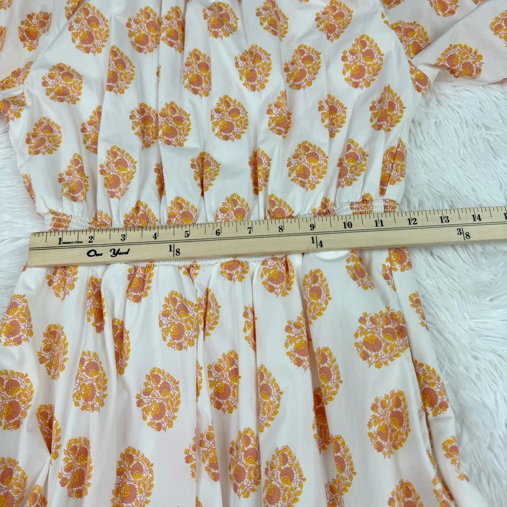 J‎ Crew Smocked-waist mini dress in gathered floral block print 3/4 sleeve